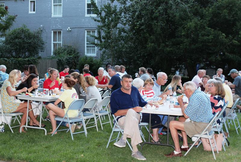 A free picnic on the church lawn lasted until sundown.